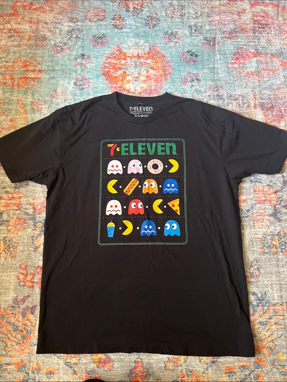 7-Eleven x Pac-Man Graphic Tee - Black with Multicolor Icons